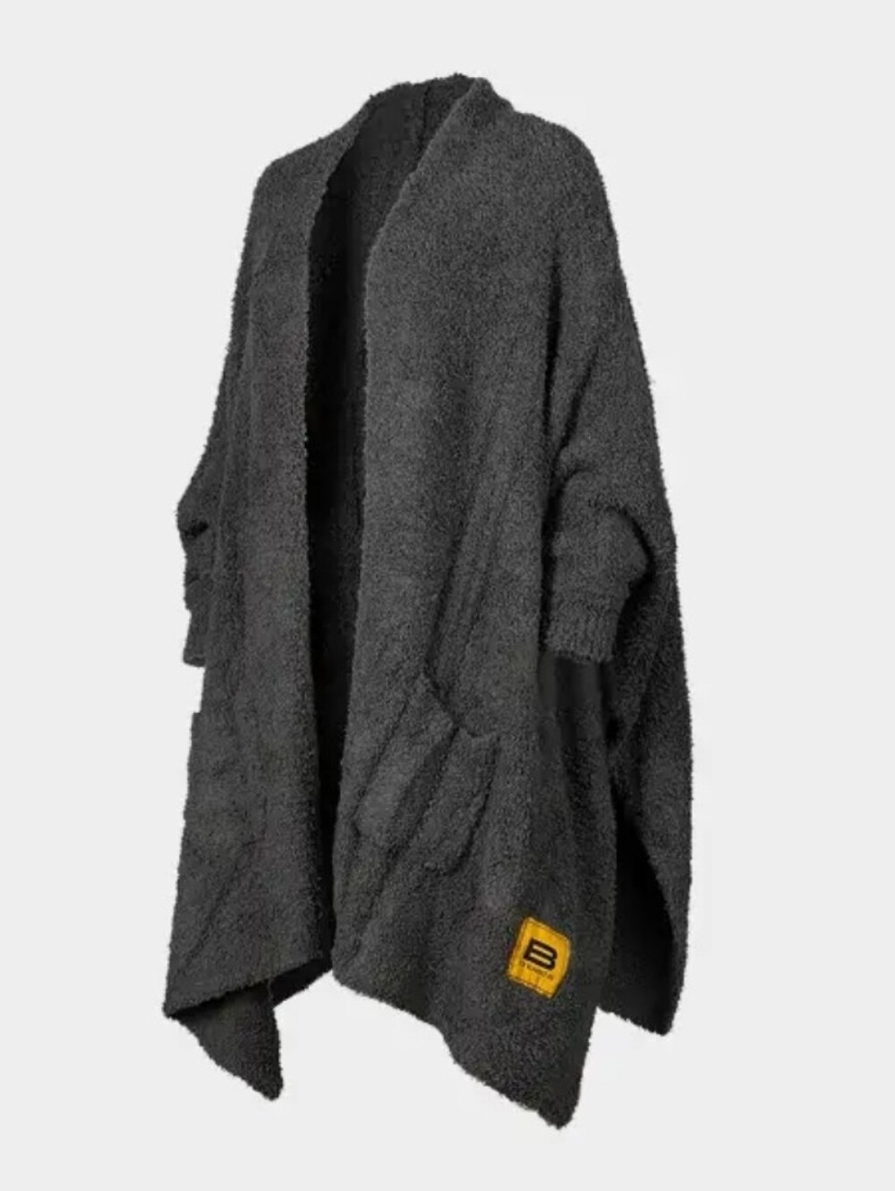 BIG BLANKET CO. Cozy Charcoal Teddy Open-Front Pocket Shawl